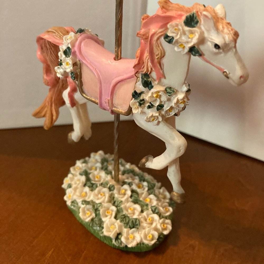 CAROUSEL CREATIONS HORSES BRASS POLE WITH FLOWERS